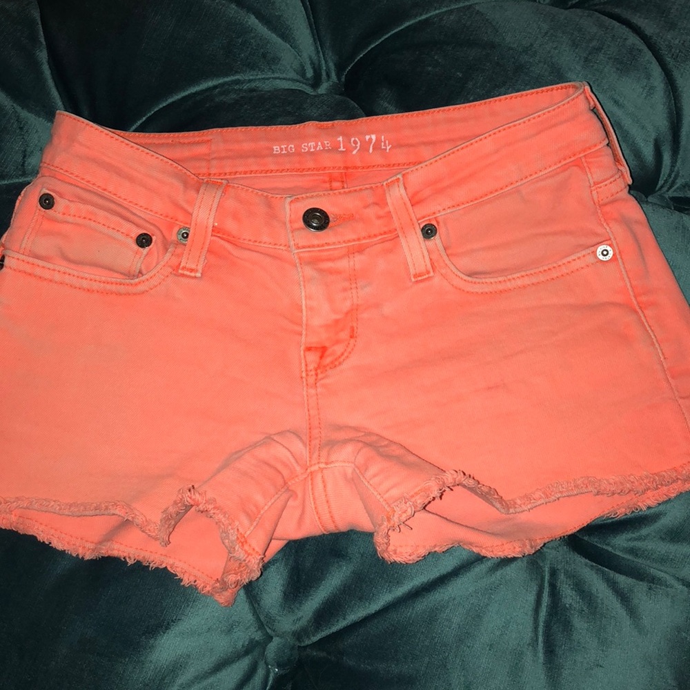 Big Star salmon colored denim shorts
